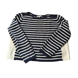 Madewell women's size medium cream and blue stripe crew knit sweater